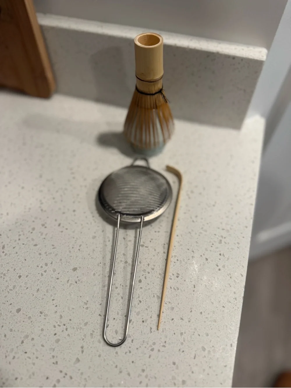 Matcha Whisk Set with Speckled Ceramic Bowl and Bamboo Tools